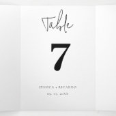 Moderne Minimalistische Hochzeit Danke Tischnummer Dreifach Gefaltete Urlaubskarte (Innenseite Mitte)