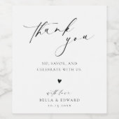 Moderne Minimalistische Hochzeit Danke Weinetikett (Einzelnes Label)