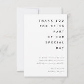 Moderne Minimalistische Hochzeit Dankeschön Card Dankeskarte (Vorderseite)