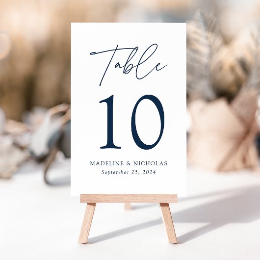 Moderne Minimalistische Hochzeit der Navy Tischnummer