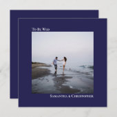 Moderne Minimalistische Hochzeit des Blue Square F Einladung (Vorne/Hinten)