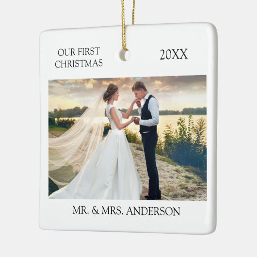 Moderne Minimalistische Hochzeit des ersten Fotos Keramikornament (Links)