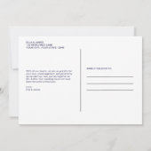 Moderne Minimalistische Hochzeit des Fotos Navy Bl Dankeskarte (Rückseite)