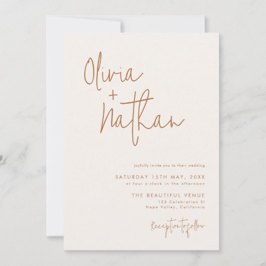 Moderne Minimalistische Hochzeit Einladung (Vorderseite)