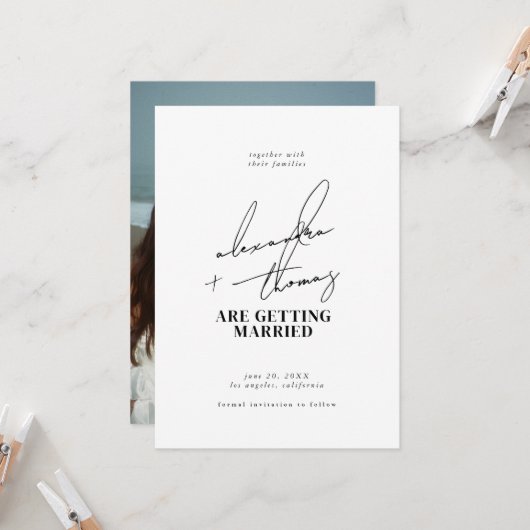 Moderne Minimalistische Hochzeit Einladung (Vorderseite/Rückseite Beispiel)