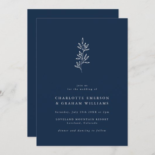 Moderne Minimalistische Hochzeit Einladung (Vorne/Hinten)