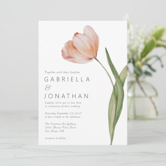 Moderne Minimalistische Hochzeit Einladung (Stehend Vorderseite)