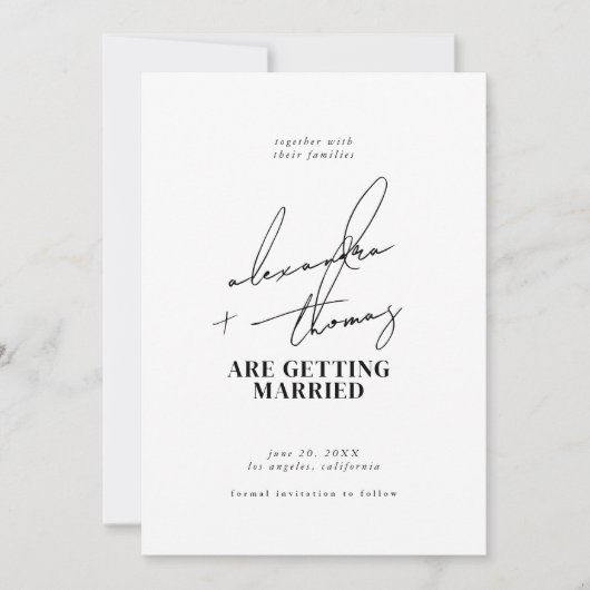 Moderne Minimalistische Hochzeit Einladung (Vorderseite)