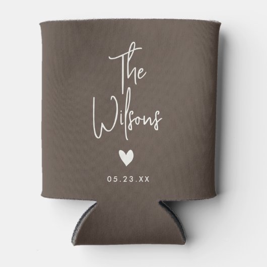 Moderne Minimalistische Hochzeit Eleganter Nachnam Dosenkühler (Vorderseite)