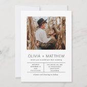 Moderne Minimalistische Hochzeit | Elegantes einfa Einladung (Vorderseite)