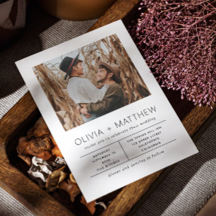 Moderne Minimalistische Hochzeit   Elegantes einfa Einladung