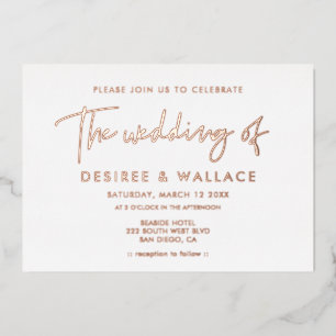 Moderne minimalistische Hochzeit Folieneinladung
