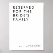 Moderne Minimalistische Hochzeit für Familiensigna Poster (Vorne)