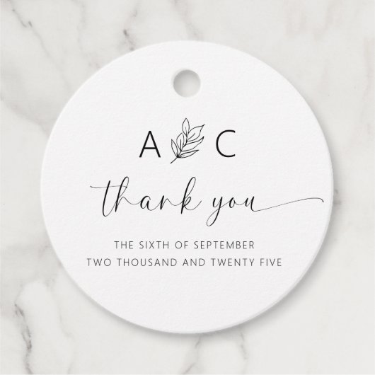 Moderne Minimalistische Hochzeit Geschenkanhänger (Vorderseite)