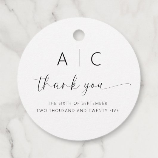 Moderne Minimalistische Hochzeit Geschenkanhänger (Rückseite)