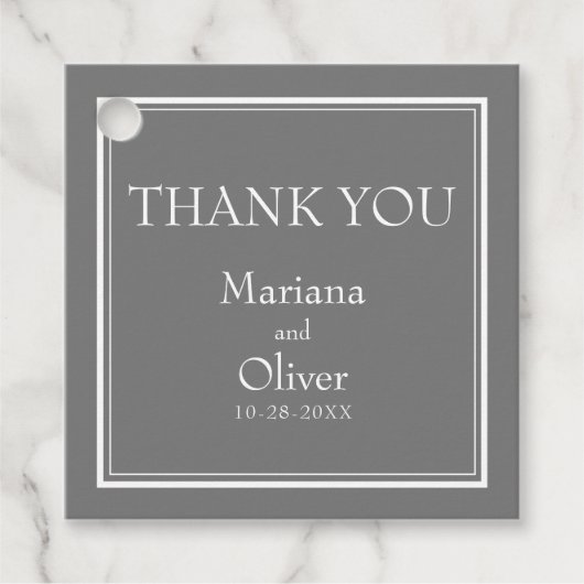 Moderne Minimalistische Hochzeit Geschenkanhänger (Vorderseite)