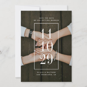 Moderne Minimalistische Hochzeit   Großes Datum &  Save The Date