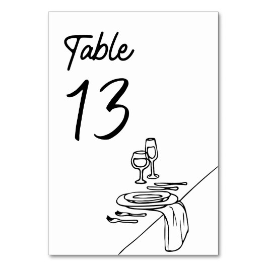Moderne Minimalistische Hochzeit handGezeichnet Tischnummer (Vorderseite)