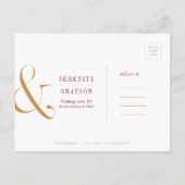 Moderne minimalistische Hochzeit im Herbst Save th Ankündigungspostkarte (Rückseite)