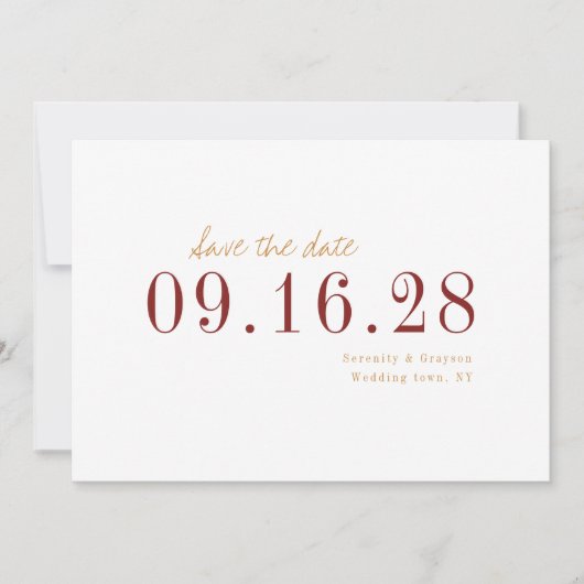 Moderne minimalistische Hochzeit im Herbst Save th Save The Date (Vorderseite)
