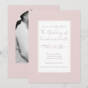 Moderne Minimalistische Hochzeit in Austernrosa un Einladung