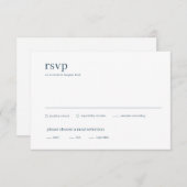 Moderne Minimalistische Hochzeit in Blau und Weiß RSVP Karte (Vorne/Hinten)