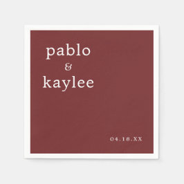 Moderne Minimalistische Hochzeit in Burgund Serviette