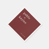 Moderne Minimalistische Hochzeit in Burgund Serviette (Ecke)