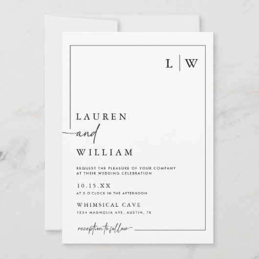 Moderne Minimalistische Hochzeit in einem QR-Code Einladung (Vorderseite)