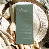 Moderne Minimalistische Hochzeit in Grün Menükarte
