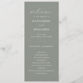 Moderne Minimalistische Hochzeit in Grün Programm (Vorderseite)