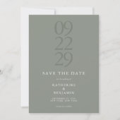 Moderne Minimalistische Hochzeit in Grün Save The Date (Vorderseite)