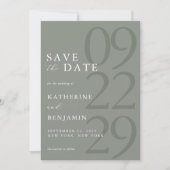 Moderne Minimalistische Hochzeit in Grün Save The Date (Vorderseite)