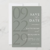 Moderne Minimalistische Hochzeit in Grün Save The Date (Vorderseite)