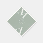 Moderne Minimalistische Hochzeit in Grün Serviette (Ecke)