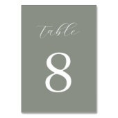 Moderne Minimalistische Hochzeit in Grün Tischnummer (Vorderseite)