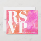 Moderne Minimalistische Hochzeit in Rosa und Orang RSVP Karte (Rückseite)