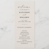 Moderne Minimalistische Hochzeit in Schwarz und El Programm (Vorderseite)