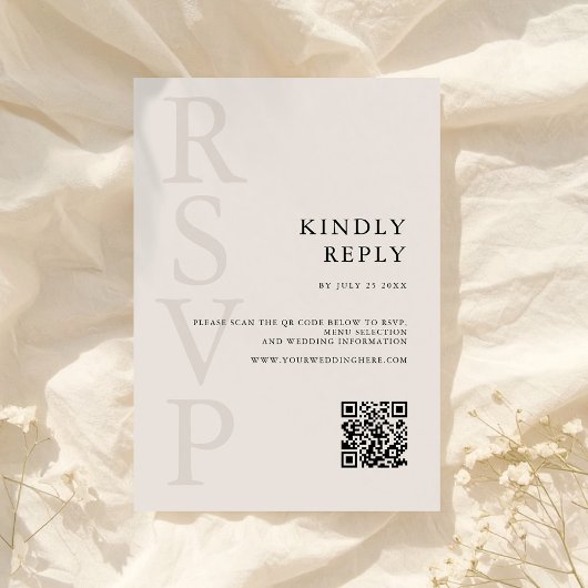 Moderne Minimalistische Hochzeit in Schwarz und El RSVP Karte