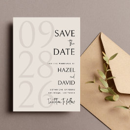 Moderne minimalistische Hochzeit in Schwarz und El Save The Date
