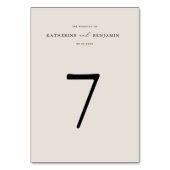 Moderne Minimalistische Hochzeit in Schwarz und El Tischnummer (Vorderseite)