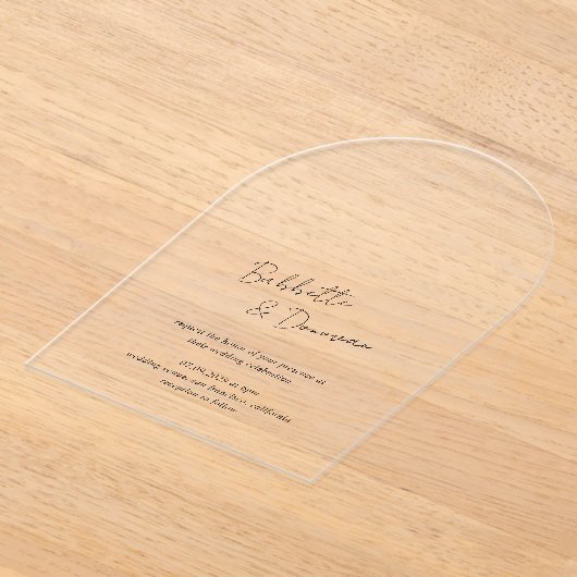 Moderne Minimalistische Hochzeit in Schwarz und We Acryleinladungen (Ablage )