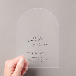 Moderne Minimalistische Hochzeit in Schwarz und We Acryleinladungen