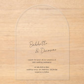 Moderne Minimalistische Hochzeit in Schwarz und We Acryleinladungen (Vorderseite)