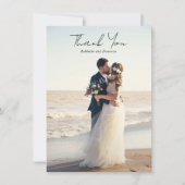 Moderne Minimalistische Hochzeit in Schwarz und We Dankeskarte (Vorderseite)