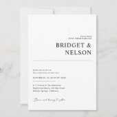 Moderne Minimalistische Hochzeit in Schwarz und We Einladung (Vorderseite)