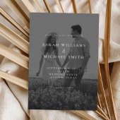 Moderne Minimalistische Hochzeit in Schwarz und We Einladung