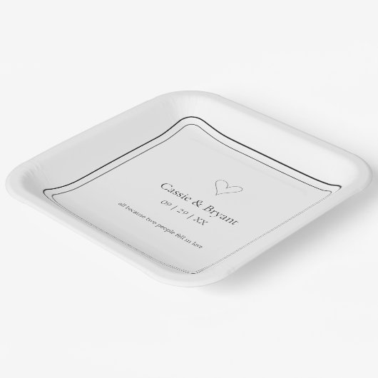 Moderne Minimalistische Hochzeit in Schwarz und We Pappteller (Gewinkelt)