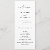 Moderne Minimalistische Hochzeit in Schwarz und We Programm (Vorderseite)