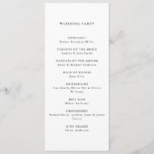 Moderne Minimalistische Hochzeit in Schwarz und We Programm (Rückseite)
